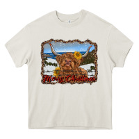 Cream merry christmas highland cow with farm Heavy Core Tee - RanaPortraitStore
