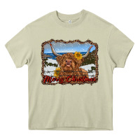 Mossy merry christmas highland cow with farm Heavy Core Tee - RanaPortraitStore
