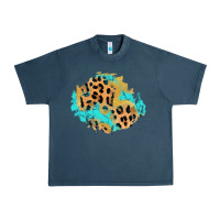 Midnight Navy glitter leopard turquoise patch Urban Heavy Tee - AdoDesignShop