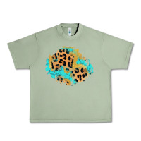 Oil Green glitter leopard turquoise patch Urban Heavy Tee - AdoDesignShop
