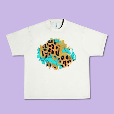Glitter Leopard Turquoise Patch Urban Heavy Tee Designed By Adodesignshop