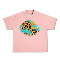 Salmon glitter leopard turquoise patch Urban Heavy Tee - AdoDesignShop