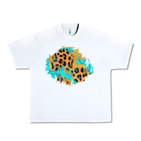 White glitter leopard turquoise patch Urban Heavy Tee - AdoDesignShop