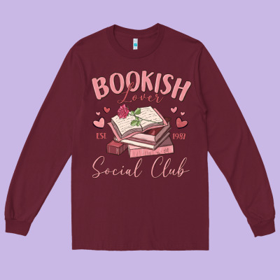 Bookish Lover Social Club Long Sleeve Tee Designed By Maliassmallbusiness