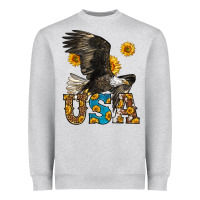Heather Grey Western Usa Eagle Heavyweight Sweatshirt - LillyAllenDesigns