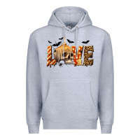 Heather Grey Halloween Love Premium Hoodie - texasbilliewilder