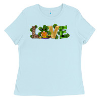 Baby Blue st patricks day gnomes shamrock horseshoes love Ladies Tee - RanaPortraitStore