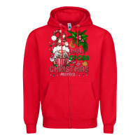 Red Pink Christmas hot cocoa and christmas movies Zipper Hoodie - NancyCooperArtShop