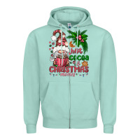 Seafoam Pink Christmas hot cocoa and christmas movies Zipper Hoodie - NancyCooperArtShop