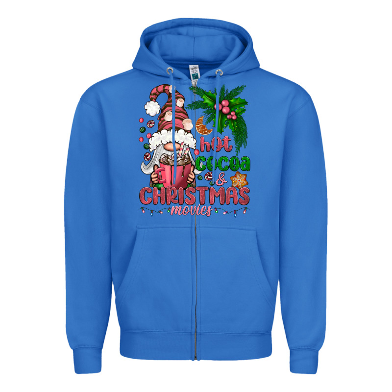 Pink Christmas Hot Cocoa And Christmas Movies Zipper Hoodie by NancyCooperArtShop | Teevron