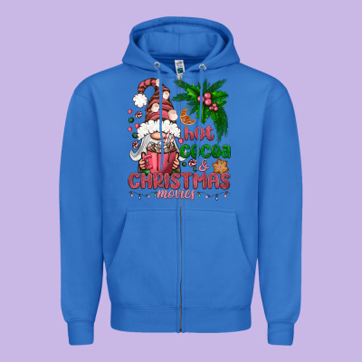 Pink Christmas Hot Cocoa And Christmas Movies Zipper Hoodie Designed By Nancycooperartshop