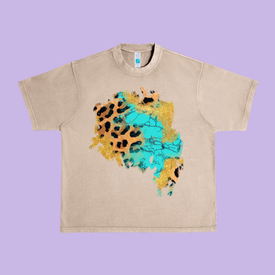Glitter Leopard Turquoise Patch Urban Heavy Tee Designed By Adodesignshop
