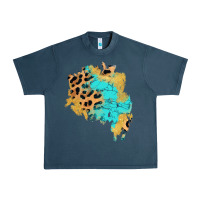 Midnight Navy glitter leopard turquoise patch Urban Heavy Tee - AdoDesignShop
