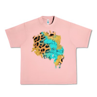 Salmon glitter leopard turquoise patch Urban Heavy Tee - AdoDesignShop