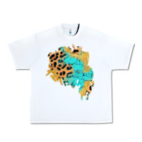 White glitter leopard turquoise patch Urban Heavy Tee - AdoDesignShop