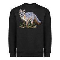 Black Gray Fox Heavyweight Sweatshirt - LillyAllenDesigns