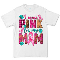 White I Wear Pink For My Mom with Butterfly Premium Tee - texasbilliewilder