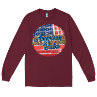 Burgundy leopard merica Long Sleeve Tee - MaliasSmallBusiness