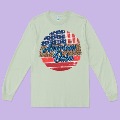 Leopard Merica Long Sleeve Tee Designed By Maliassmallbusiness
