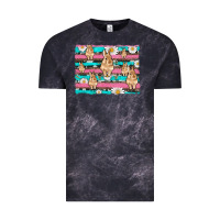 Cloud Black easter bunny with daisy and turquoise cowhide leopard  background Vintage Tee - Artiststas