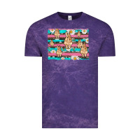 Cloud Purple easter bunny with daisy and turquoise cowhide leopard  background Vintage Tee - Artiststas