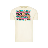 Vintage Arctic easter bunny with daisy and turquoise cowhide leopard  background Vintage Tee - Artiststas