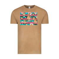 Vintage Camel easter bunny with daisy and turquoise cowhide leopard  background Vintage Tee - Artiststas