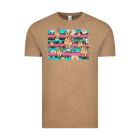 Vintage Coffee easter bunny with daisy and turquoise cowhide leopard  background Vintage Tee - Artiststas