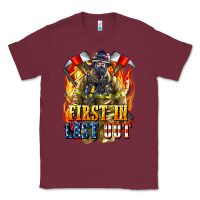 Burgundy First In last Out American Firefighter Classic Tee - LillyAllenDesigns