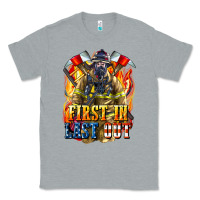Heather Grey First In last Out American Firefighter Classic Tee - LillyAllenDesigns