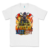 White First In last Out American Firefighter Classic Tee - LillyAllenDesigns