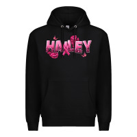 Black Personalized Pink Cancer Themed Name Premium Hoodie - NancyCooperArtShop