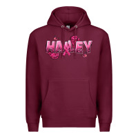 Burgundy Personalized Pink Cancer Themed Name Premium Hoodie - NancyCooperArtShop