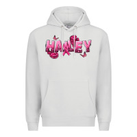 Dove Grey Personalized Pink Cancer Themed Name Premium Hoodie - NancyCooperArtShop