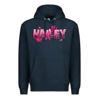 Navy Personalized Pink Cancer Themed Name Premium Hoodie - NancyCooperArtShop
