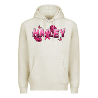 Oatmeal Heather Personalized Pink Cancer Themed Name Premium Hoodie - NancyCooperArtShop
