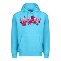 Ocean Blue Personalized Pink Cancer Themed Name Premium Hoodie - NancyCooperArtShop