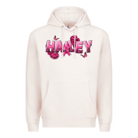 Pale Pink Personalized Pink Cancer Themed Name Premium Hoodie - NancyCooperArtShop