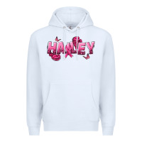 White Personalized Pink Cancer Themed Name Premium Hoodie - NancyCooperArtShop