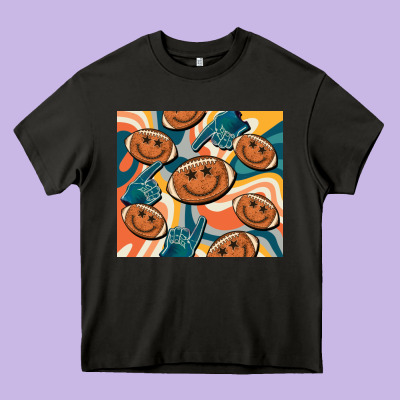 Football Smiley Face Heavy Core Tee Designed By Barkaloodesign