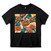 Black football smiley face Heavy Core Tee - BarkalooDesign