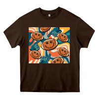 Chocolate Brown football smiley face Heavy Core Tee - BarkalooDesign
