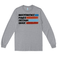 Heather Grey indepence power freedom brave Long Sleeve Tee - MaliasSmallBusiness
