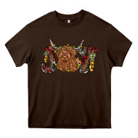 Chocolate Brown joy highland cow Heavy Core Tee - RanaPortraitStore