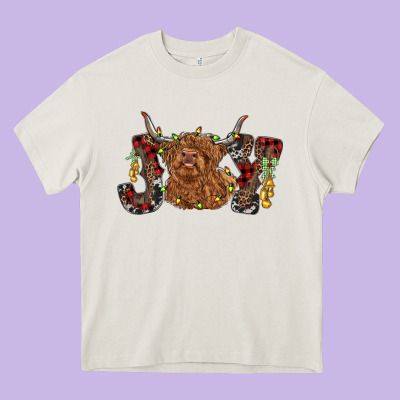 Joy Highland Cow Heavy Core Tee Designed By Ranaportraitstore