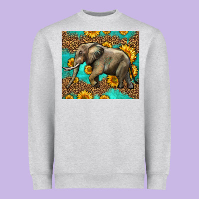 Western Sunflowers Elephant Heavyweight Sweatshirt Designed By Lillyallendesigns