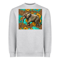 Heather Grey western sunflowers elephant Heavyweight Sweatshirt - LillyAllenDesigns