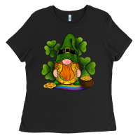 Black st patricks day gnomes shamrock gold horseshoes rainbow Ladies Tee - RanaPortraitStore