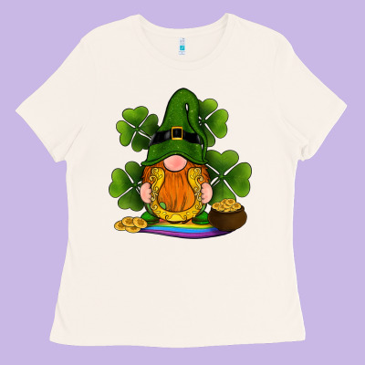 St Patricks Day Gnomes Shamrock Gold Horseshoes Rainbow Ladies Tee Designed By Ranaportraitstore