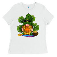 White st patricks day gnomes shamrock gold horseshoes rainbow Ladies Tee - RanaPortraitStore